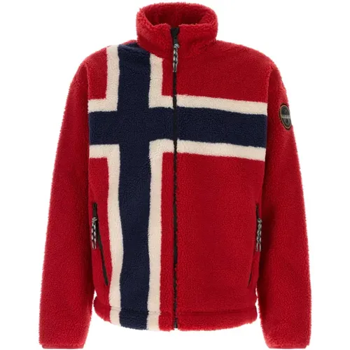 Faux Fur & Shearling Jackets, male, , Size: M Printed Teddy Sweatshirt - Napapijri - Modalova