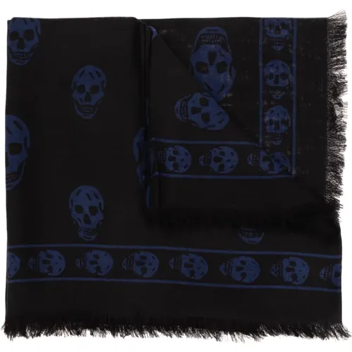 Scarves, male, , Size: ONE SIZE Scarf with skull motif - alexander mcqueen - Modalova