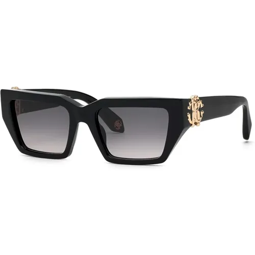 Squadrata Nero Lucido Sungles , female, Sizes: 55 MM - Roberto Cavalli - Modalova