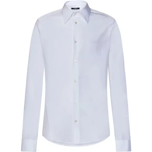 Weißes Baumwollhemd mit Logo-Stickerei , Herren, Größe: XL - Balmain - Modalova