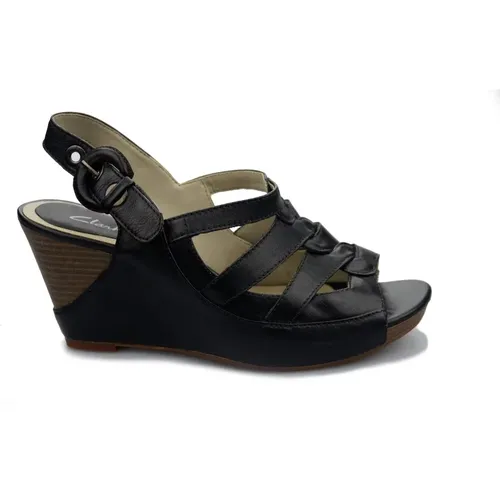 Elegante Leder Keilsandalette , Damen, Größe: 40 1/2 EU - Clarks - Modalova