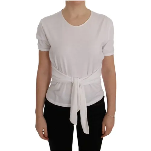 Baumwoll-Seiden-T-Shirt - Stilvoll und vielseitig , Damen, Größe: 2XS - Dolce & Gabbana - Modalova