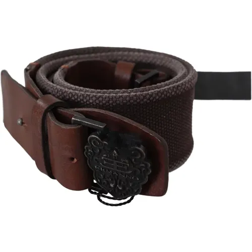 Belts, male, , Size: 70 CM Classic Dark Leather Belt with Logo Buckle - Ermanno Scervino - Modalova