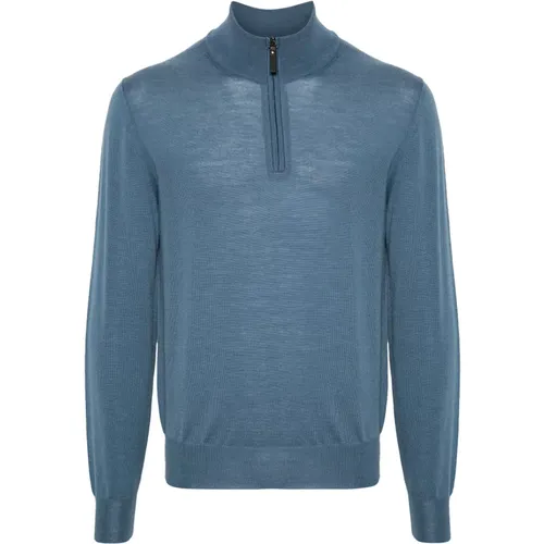 Merino Wool Half-Zip Knitwear , male, Sizes: 2XL, L, XL, 3XL, M - Canali - Modalova