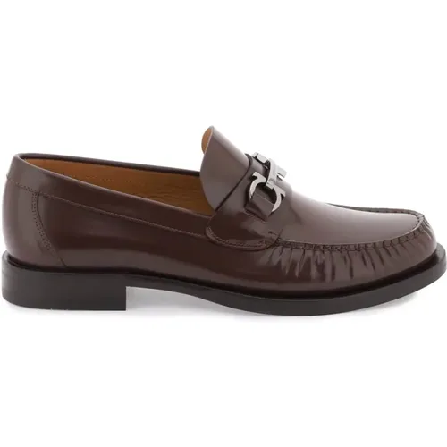 Brushed Leather Gancini Loafers , male, Sizes: 7 UK - Salvatore Ferragamo - Modalova