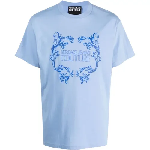 Logo T-Shirt in Hellblau - Versace Jeans Couture - Modalova