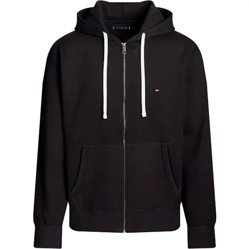 Schwarz Baumwolle Polyester Regular Fit Reißverschluss , Herren, Größe: S - Tommy Hilfiger - Modalova