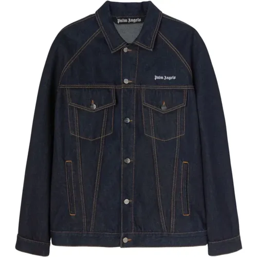 Denim Logo Jacket , male, Sizes: S, M - Palm Angels - Modalova