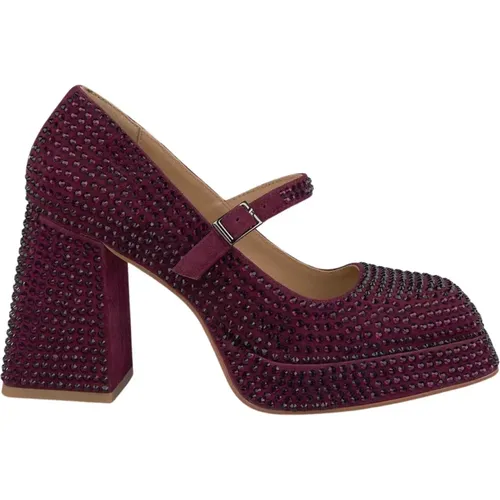 Beaded Square Toe Pumps , female, Sizes: 8 UK, 7 UK, 5 UK, 6 UK - Alma en Pena - Modalova