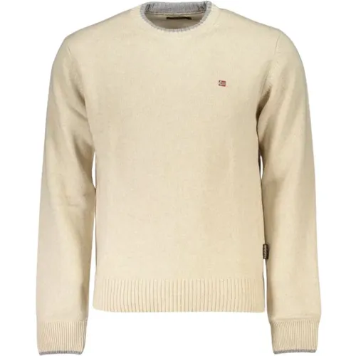 Round-neck Knitwear, male, , Size: XL Embroidered Sweater with Round Neck - Napapijri - Modalova