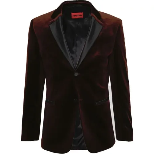 Velvet Blazer with Satin Revers , male, Sizes: L - Hugo Boss - Modalova