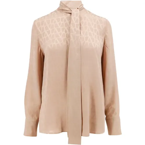 Silk Shirt with Bow Detail , female, Sizes: XS - Valentino - Modalova