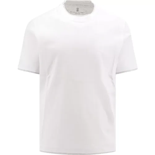 Weißes Rundhals-T-Shirt , Herren, Größe: 3XL - BRUNELLO CUCINELLI - Modalova