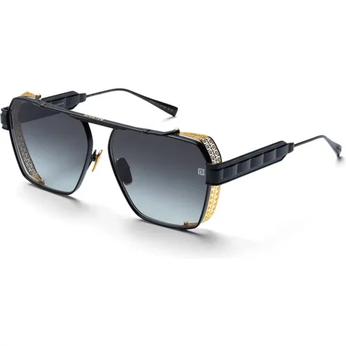 Sunglasses, male, , Size: ONE SIZE Matte & Shiny Gold Sunglasses - Balmain - Modalova