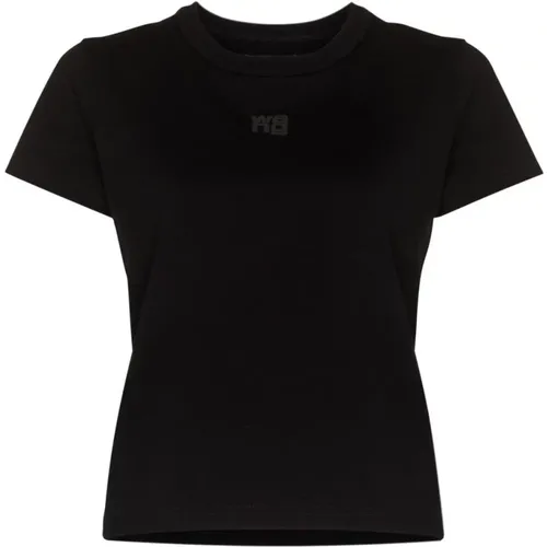 Schwarzes Baumwoll-T-Shirt mit Logo , Damen, Größe: L - alexander wang - Modalova