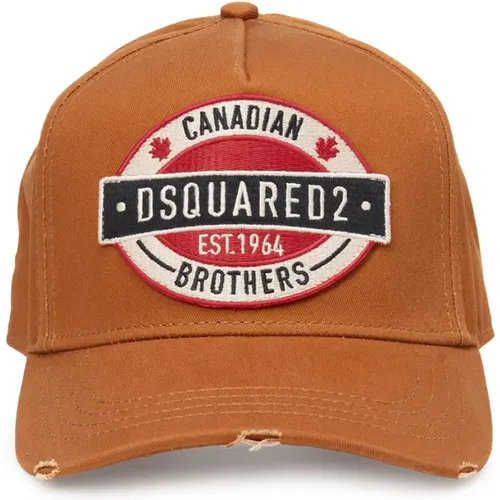 Caps, male, , Size: ONE SIZE Cotton Baseball Cap with Logo Patch - Dsquared2 - Modalova