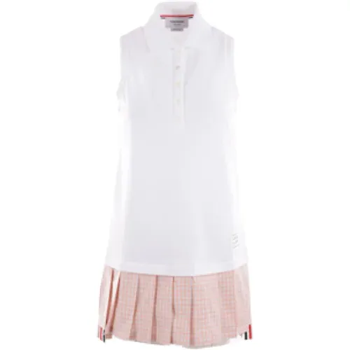 Sleeveless Polo Dress with Micro Check Pattern , female, Sizes: 2XS, XS, S - Thom Browne - Modalova