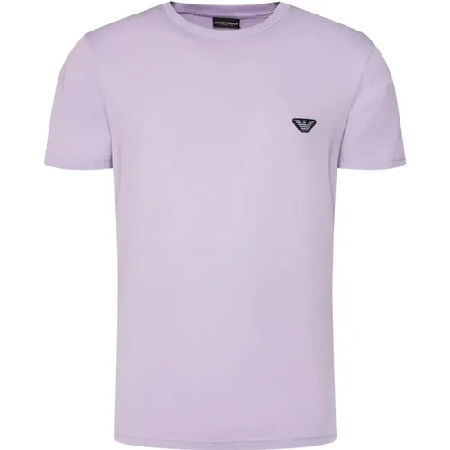 Mens Lilac Logo T-shirt , male, Sizes: S, L, XL, 2XL - Emporio Armani - Modalova