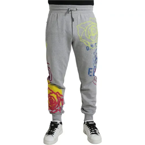 Sweatpants, male, , Size: M Cotton Graffiti Sweatpants Jogger Pants - Dolce & Gabbana - Modalova