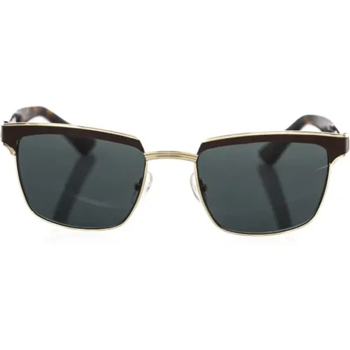 Clubmaster Sonnenbrille Braun Leder Blaue Linse , Herren, Größe: ONE Size - Frankie Morello - Modalova