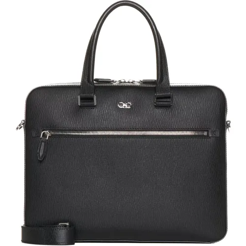 Laptop Bags & Cases, male, , Size: ONE SIZE Gancini Revival Briefcase - Salvatore Ferragamo - Modalova