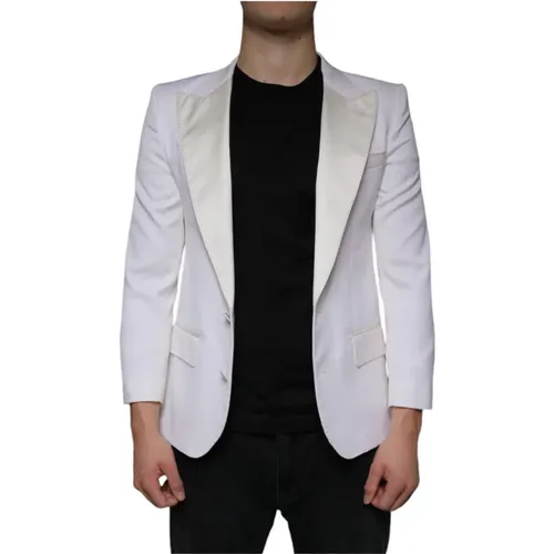 Blazers, male, , Size: S Off Wool Blazer Slim Fit - Dolce & Gabbana - Modalova