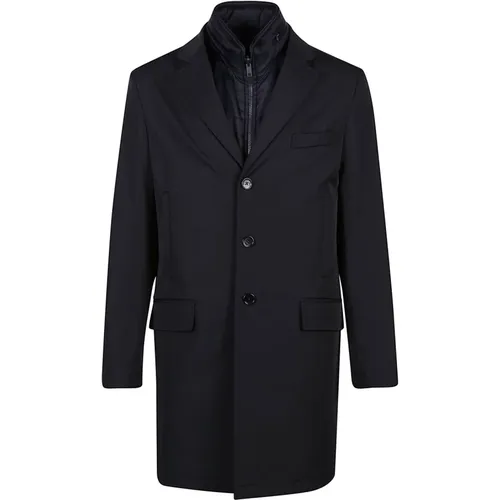 Navy Stretch Double Coat , male, Sizes: M, 3XL, XL, S, L, 2XL - Fay - Modalova