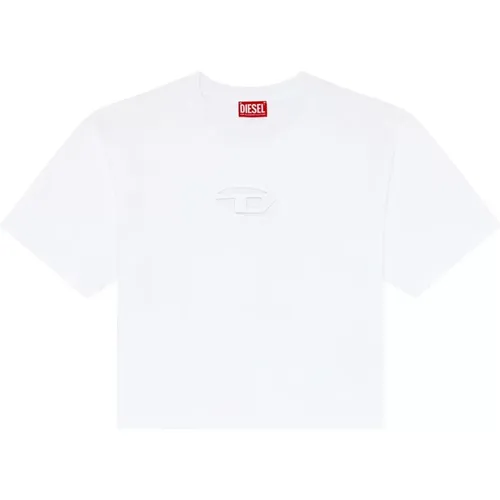 Weiße Baumwoll-T-Shirt mit Oval D Logo - Diesel - Modalova