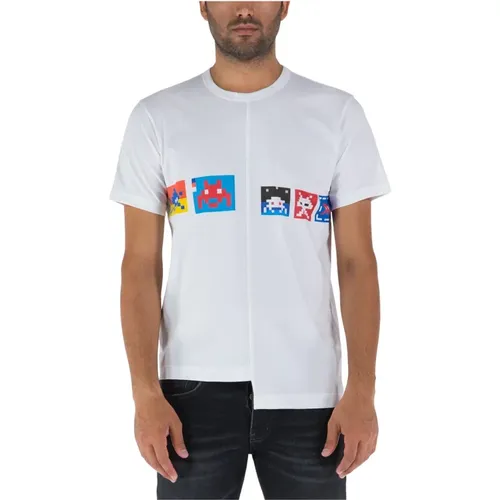 Asymmetrisches Border T-Shirt mit Pixel-Print , Herren, Größe: XL - Comme des Garçons - Modalova