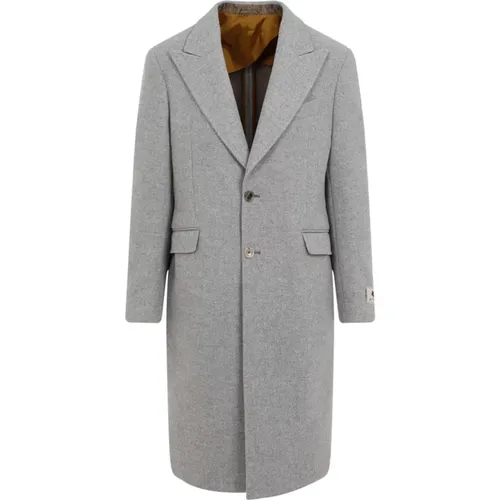 Single-Breasted Coats, male, , Size: L Luxurious Grey Wool Cashmere Coat - ETRO - Modalova