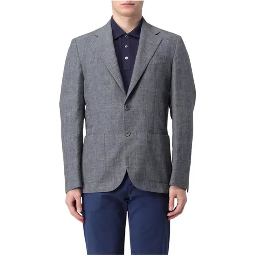 Blazers, male, , Size: 2XL Charcoal Suit Jacket with Patch Pockets - Fay - Modalova