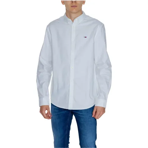 Weißes Baumwollhemd Lange Ärmel Klassisch , Herren, Größe: 2XL - Tommy Jeans - Modalova
