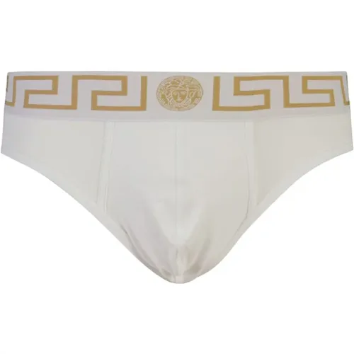 Bottoms, male, , Size: L Jersey Low-Rise Briefs - Versace - Modalova