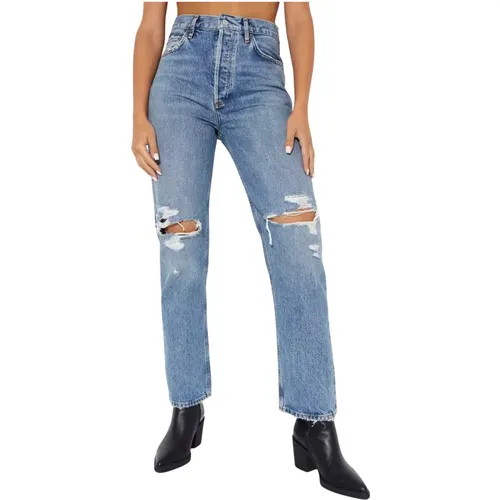 High Waist Straight Fit Jeans , Damen, Größe: W26 - Agolde - Modalova