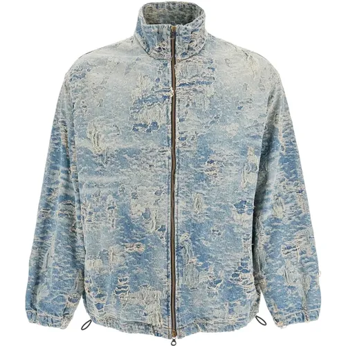 Zerissene Denim Jacquard Jacke , Herren, Größe: L - Diesel - Modalova