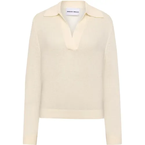 Kaschmir Polo Kragen Pullover Offwhite , Damen, Größe: S - Emerson Renaldi - Modalova