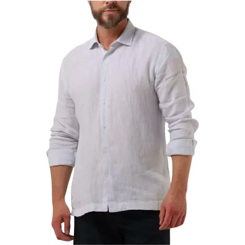 Leinen Casual Hemd Grau , Herren, Größe: 3XL - Genti - Modalova