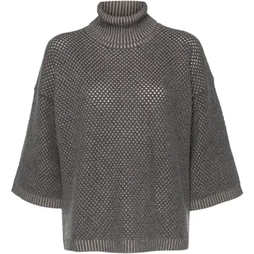 Grey Knitted Dolcevita Sweater , female, Sizes: S, M - Fabiana Filippi - Modalova