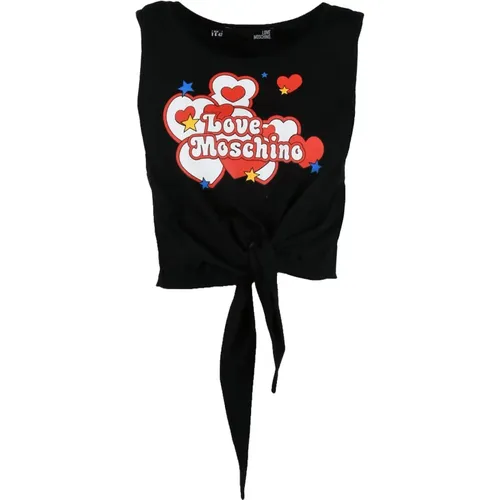 Comfortable Cotton Sleeveless Top , female, Sizes: 2XS, L, M - Love Moschino - Modalova