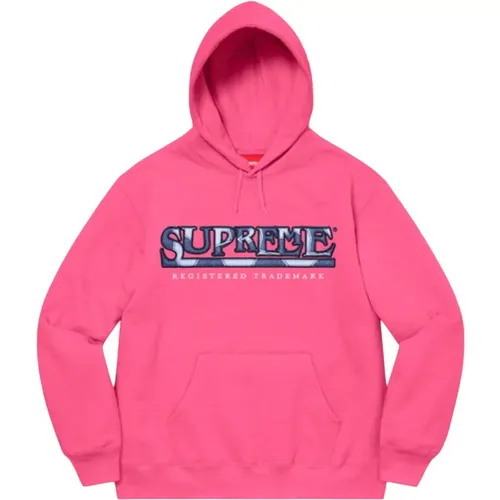 Limited Edition Denim Logo Hoodie Magenta , male, Sizes: XL - Supreme - Modalova