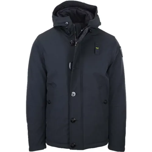Winter Jackets, male, , Size: M Hooded Neoprene Jacket - Blauer - Modalova