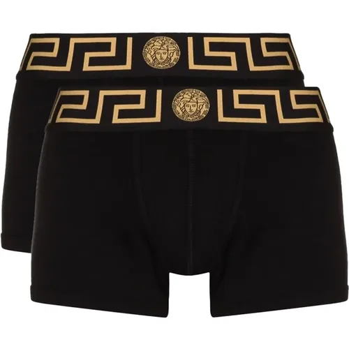 Bottoms, male, , Size: 2XL Greca Boxers Set - Versace - Modalova