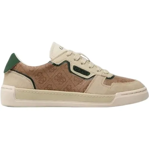 Vintage Brown Green Sneakers , male, Sizes: 8 UK, 9 UK - Guess - Modalova