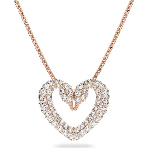 Una Heart Necklace, White/Rose Gold , female, Sizes: ONE SIZE - Swarovski - Modalova