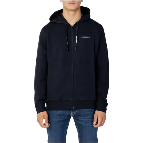 Zip-throughs, male, , Size: L Hooded Zip Sweatshirt - Armani Exchange - Modalova