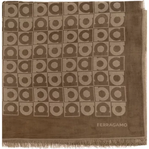 Scarves, male, , Size: ONE SIZE Scarf with monogram - Ferragamo - Modalova