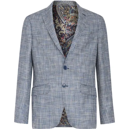 Blaue Houndstooth Casual Blazer - ETRO - Modalova