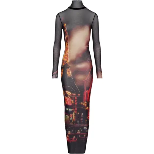 Maxi Dresses, female, , Size: XS City Print Long Sleeve Dress - Jean Paul Gaultier - Modalova