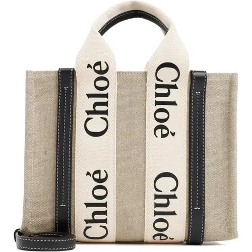 Neutral Shoulder Bag Woody Tote , female, Sizes: ONE SIZE - Chloé - Modalova