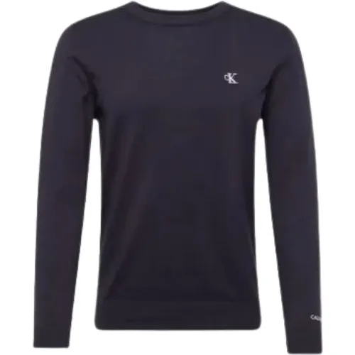 Blauer Pullover Nacht Design Baumwolle , Herren, Größe: S - Calvin Klein - Modalova